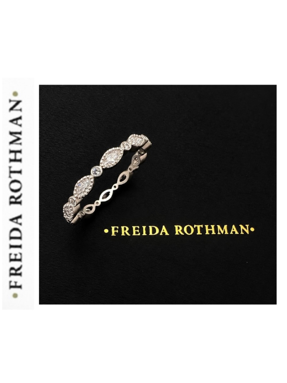 Freida Rothman Silver Marquise & Round Pavé Eternity Band